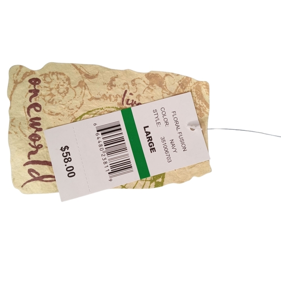 ONE WORLD WOMEN'S MAXI SKIRT SIZE LG. NWT FLORAL FUSION COLOR: NAVY - Picture 7 of 10